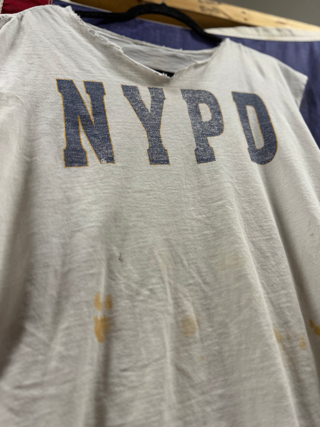 Vintage thrashed NYPD cut off tee