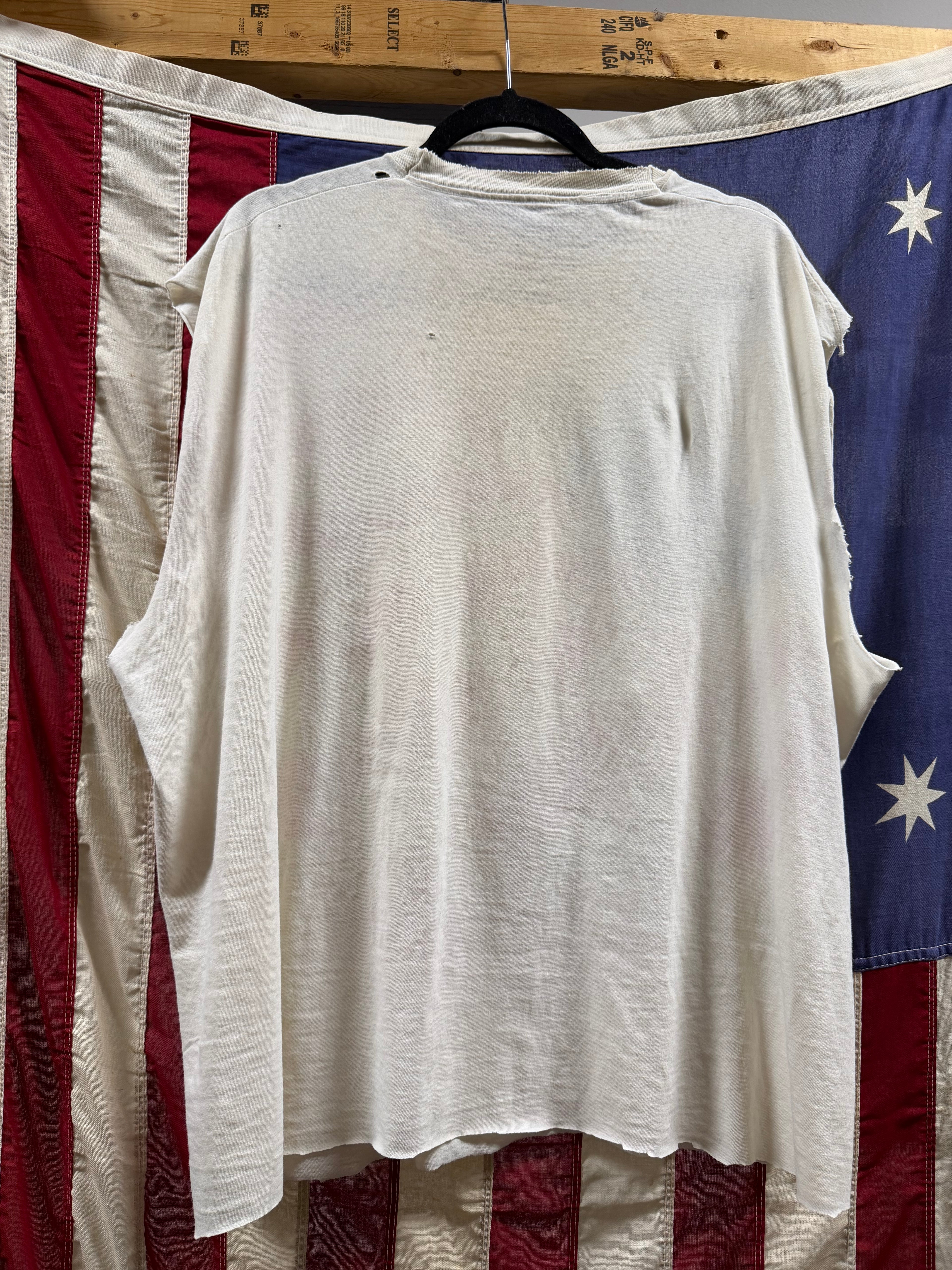 Vintage thrashed cut off American flag tee