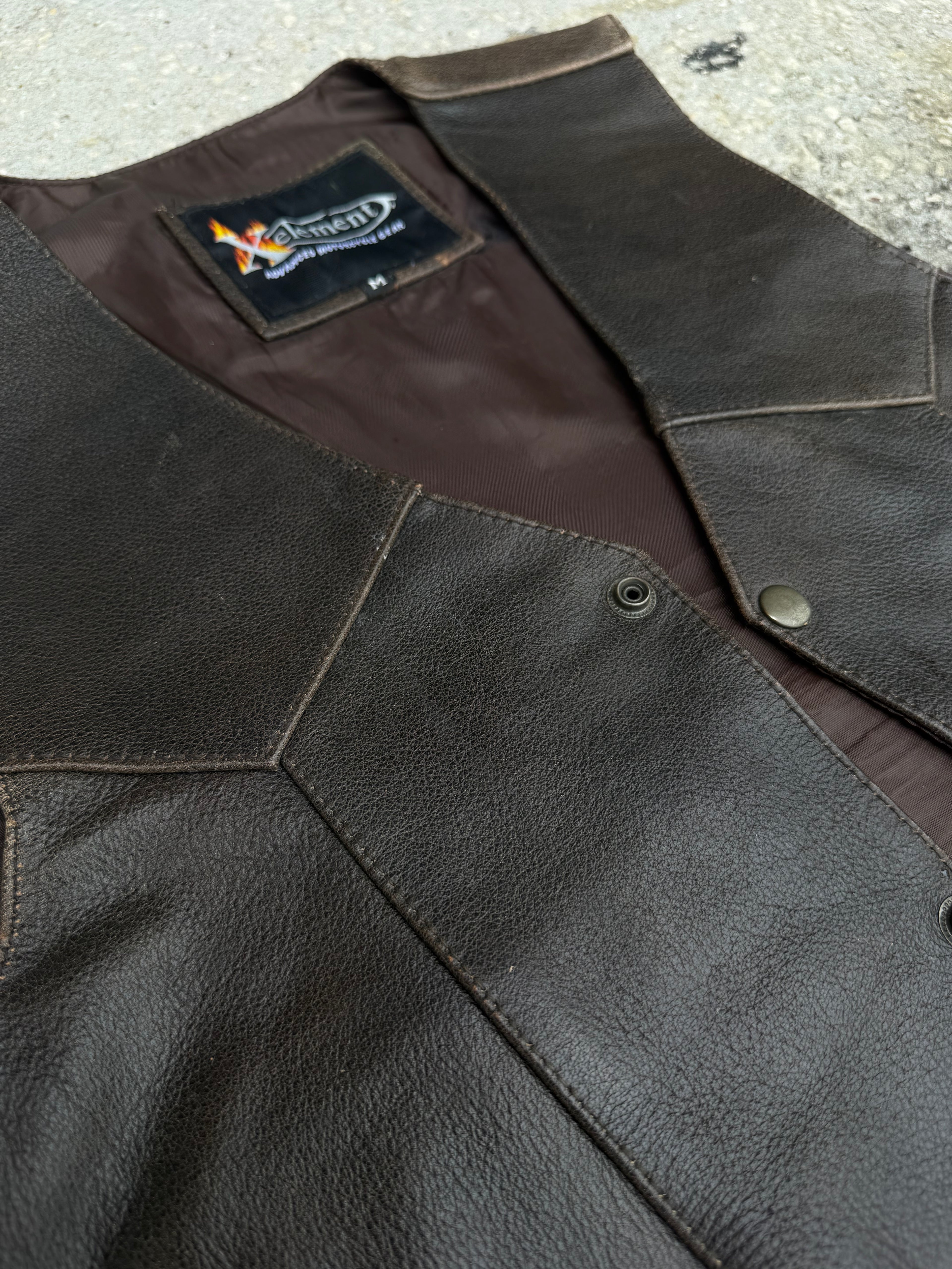 Vintage Xelement Leather Vest L