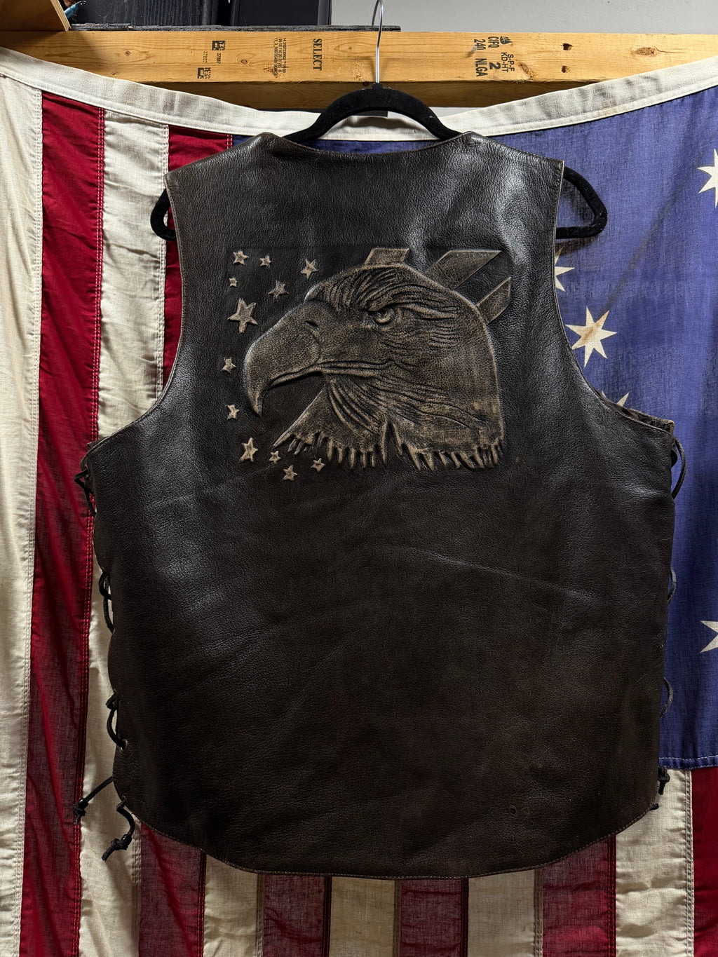 Vintage Xelement Leather Vest L