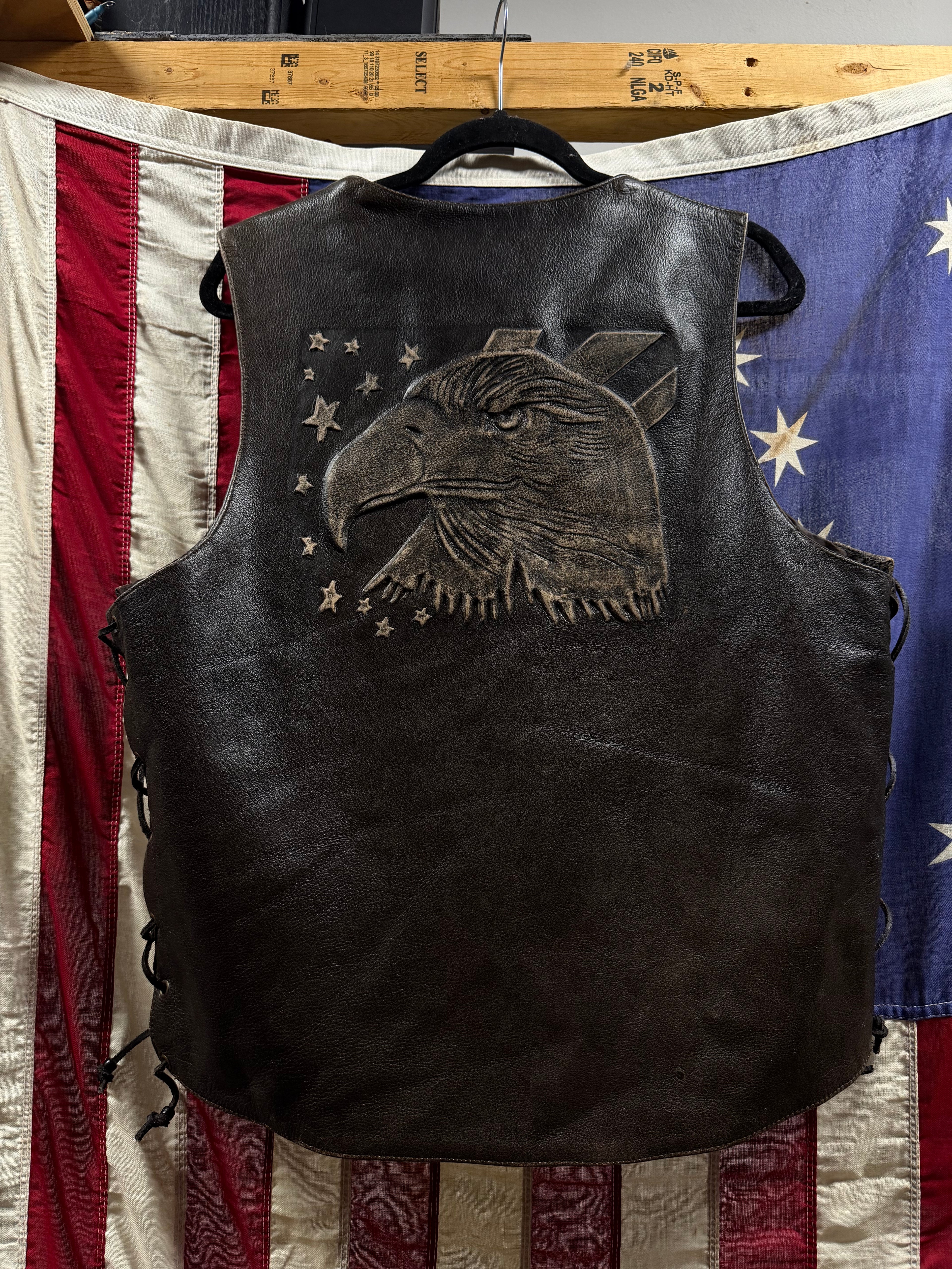Vintage Xelement Leather Vest L