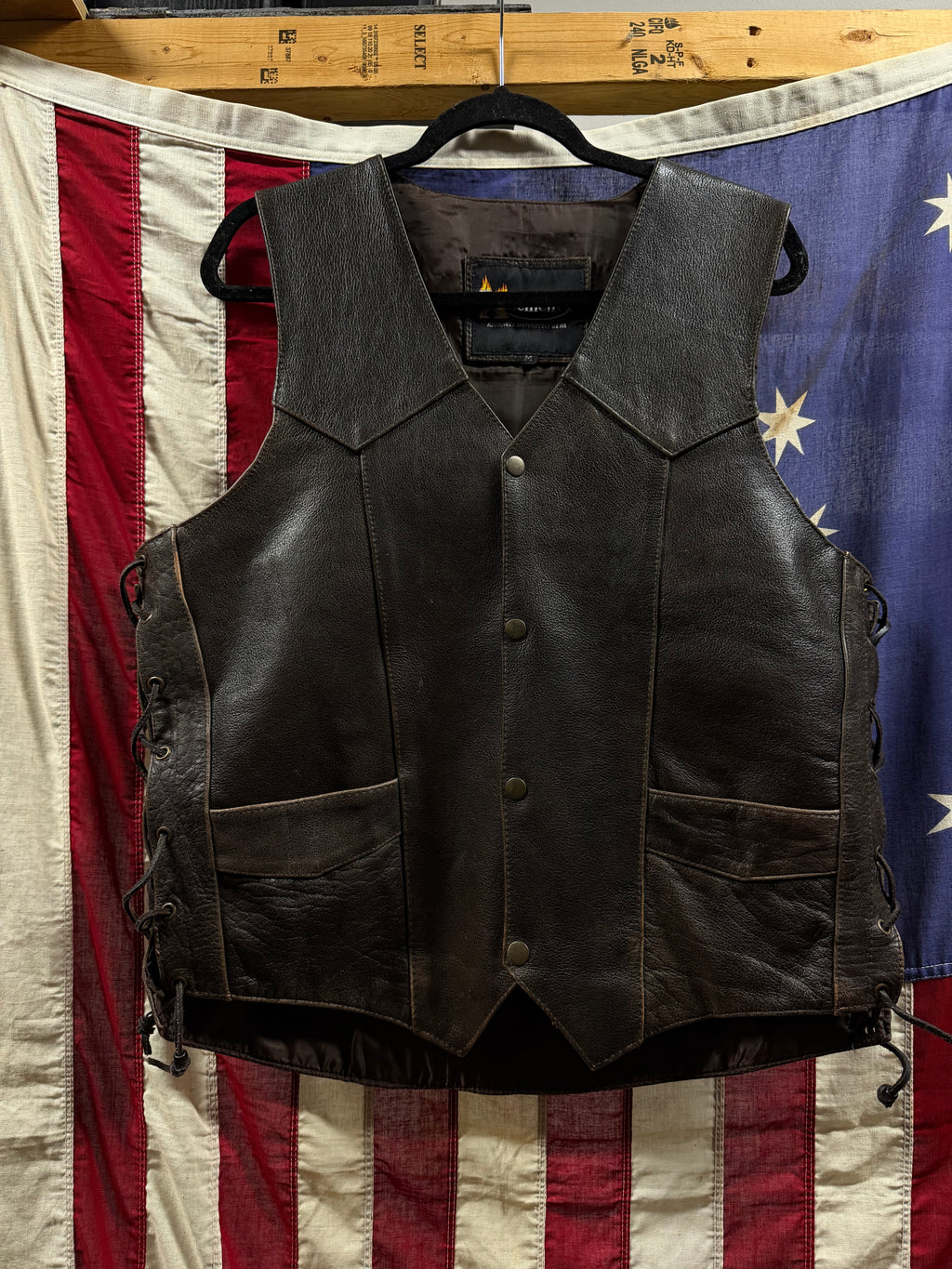 Vintage Xelement Leather Vest L