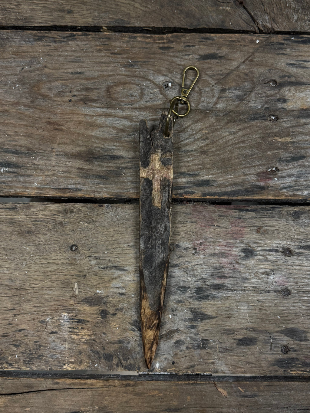 Old Wooden Stake Keychain