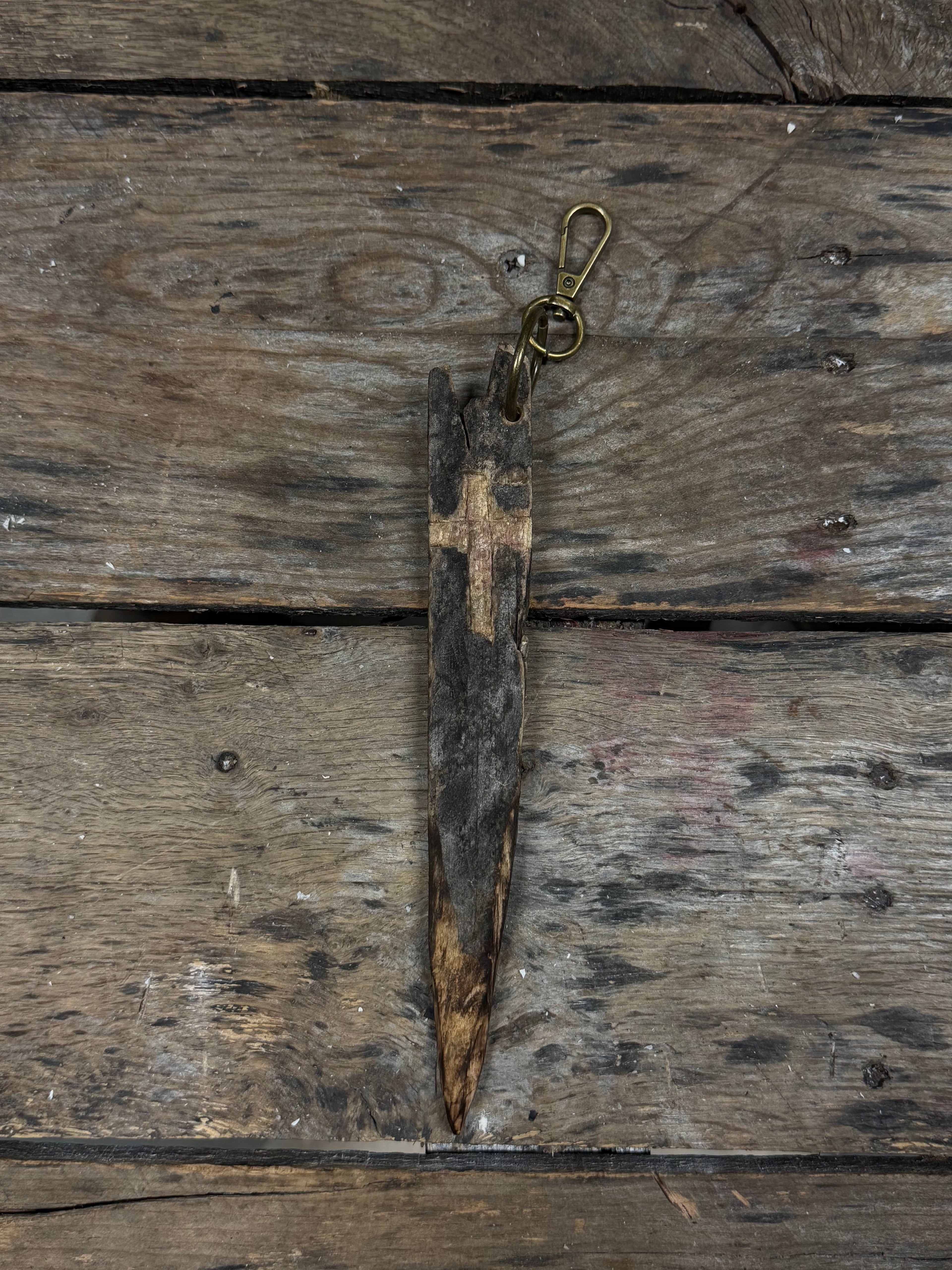 Old Wooden Stake Keychain