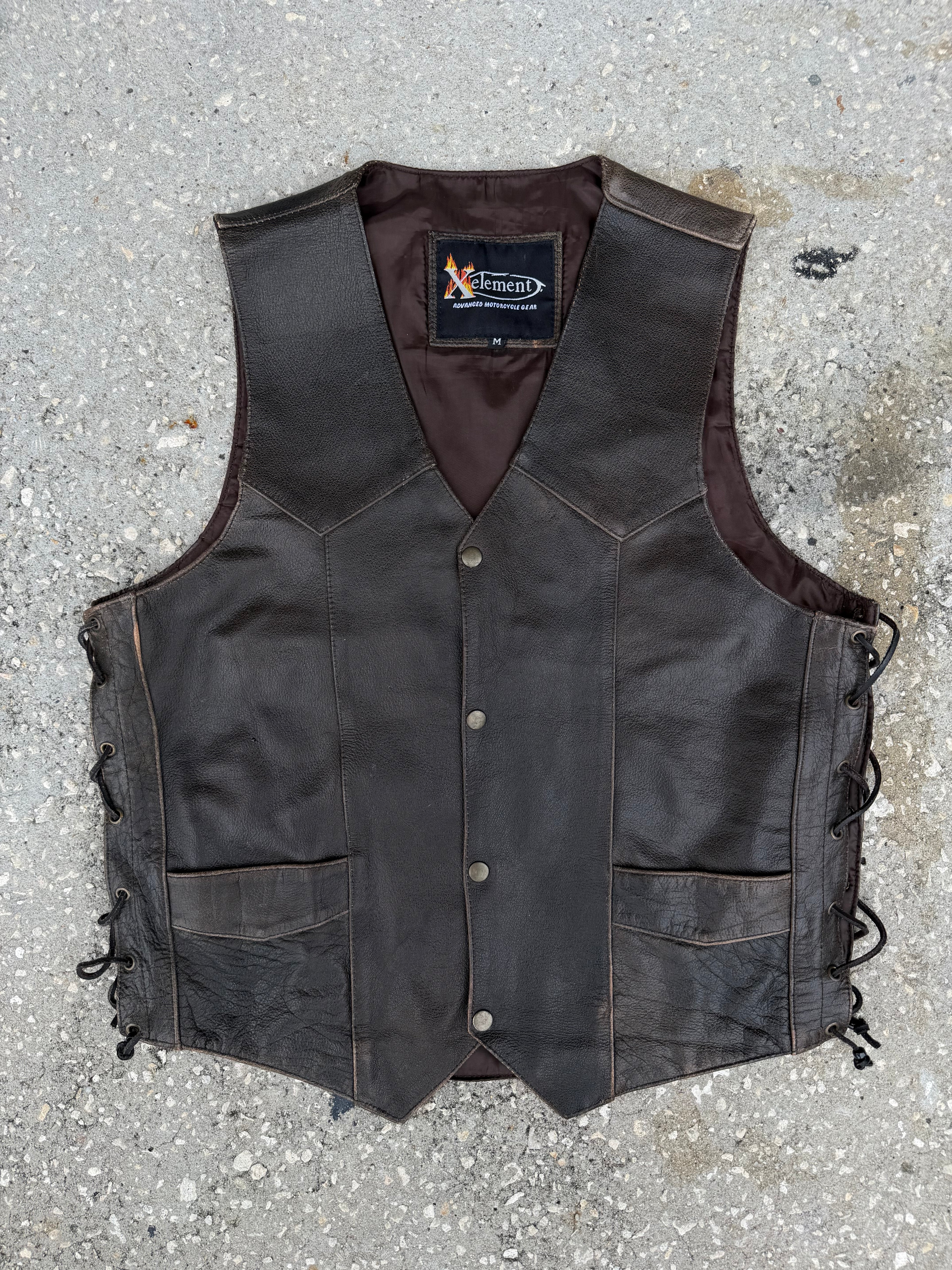 Vintage Xelement Leather Vest L