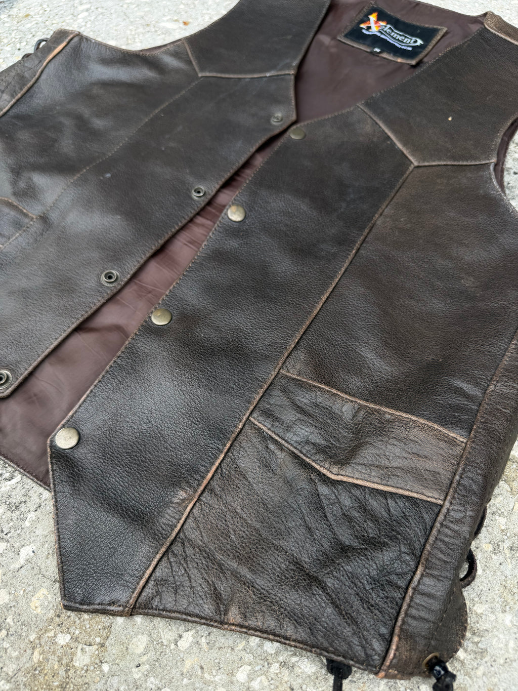 Vintage Xelement Leather Vest L