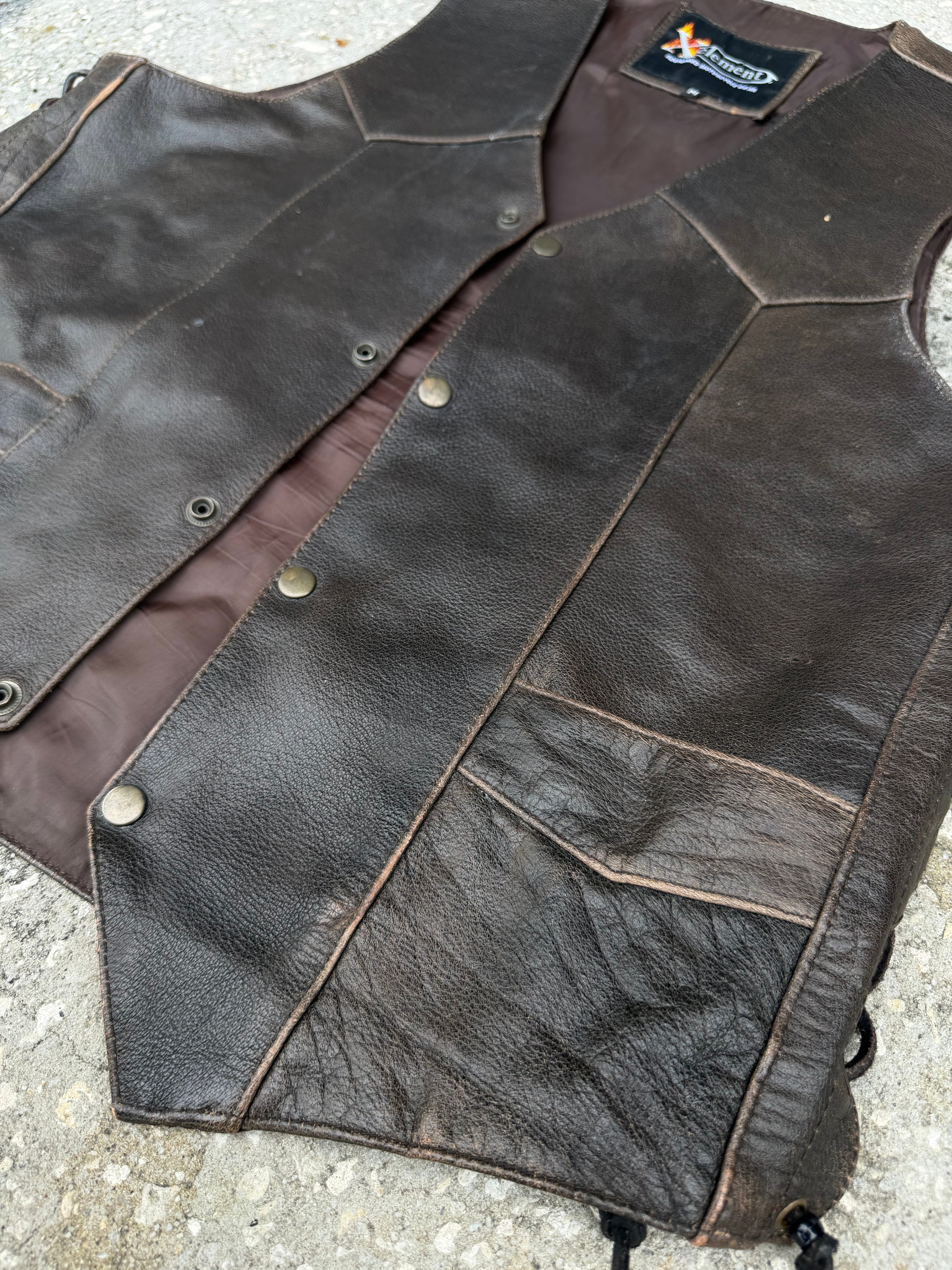 Vintage Xelement Leather Vest L