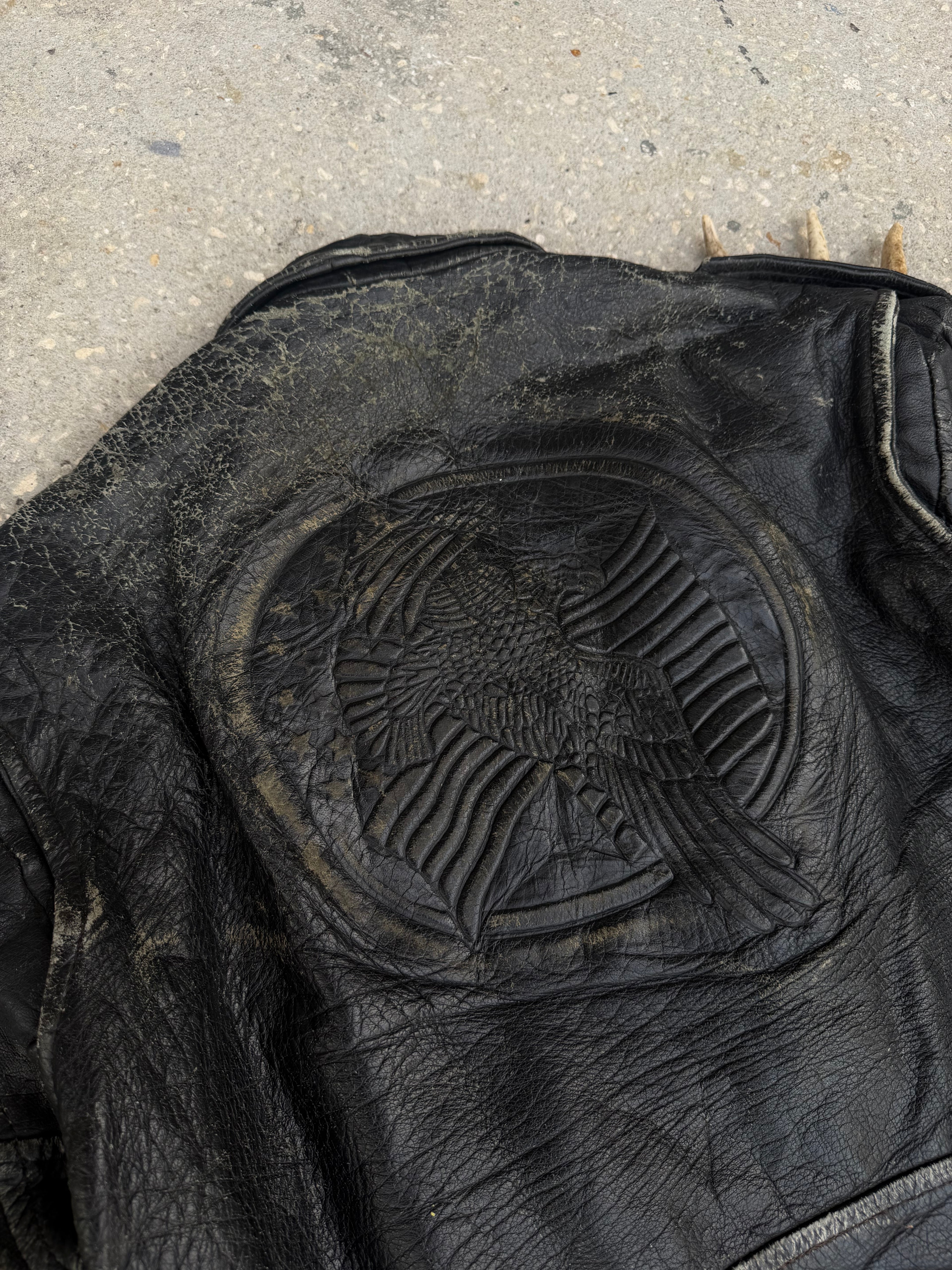 1970s-80s thrashed Leather Jacket L-XL