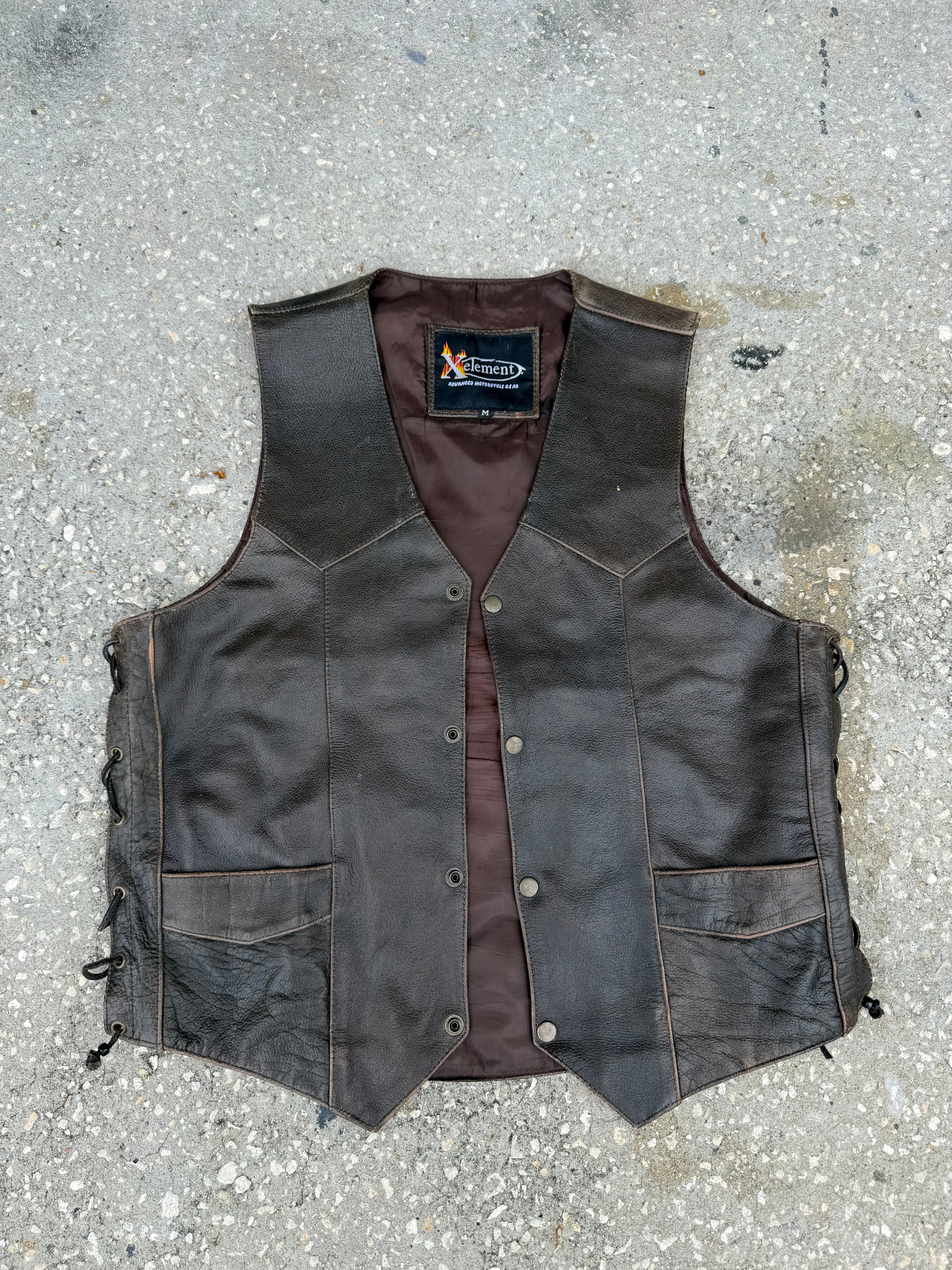 Vintage Xelement Leather Vest L