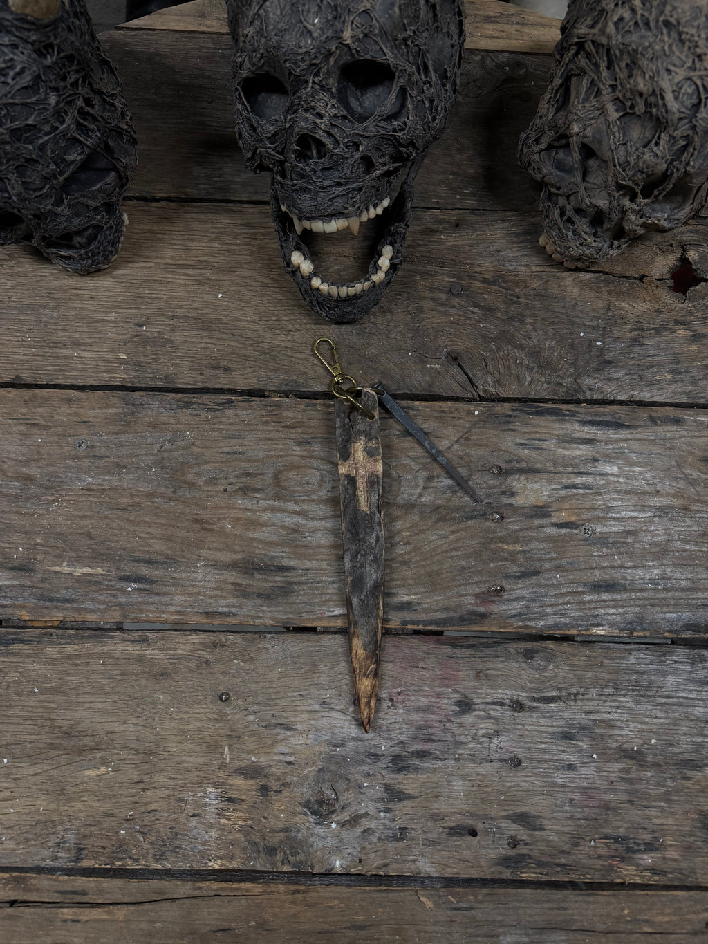 Old Wooden Stake Keychain