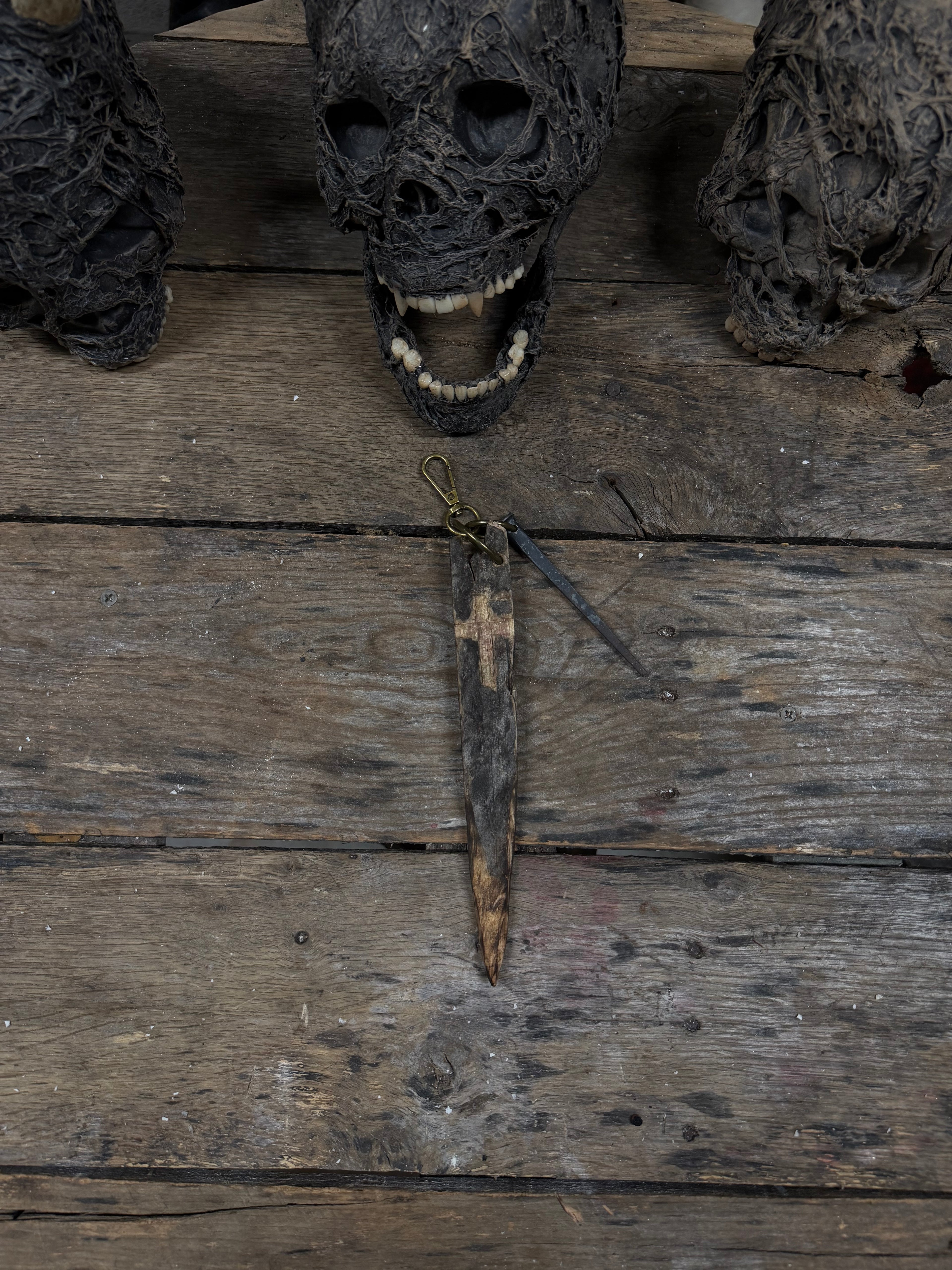 Old Wooden Stake Keychain